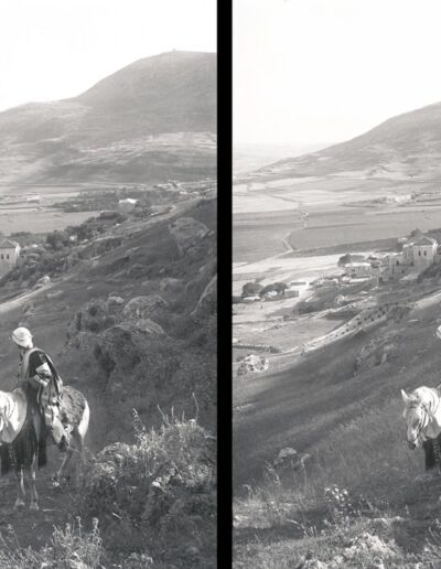 Reiter mit Blick auf das Dorf Askar östlich von Nablus, Zentralpalästina [1876-1918, 51]